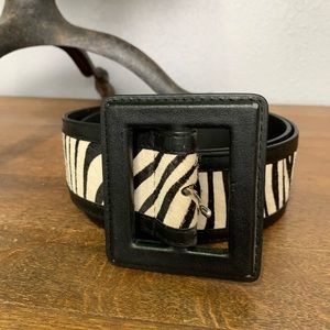 Lake Shore Drive zebra print hide and leather belt